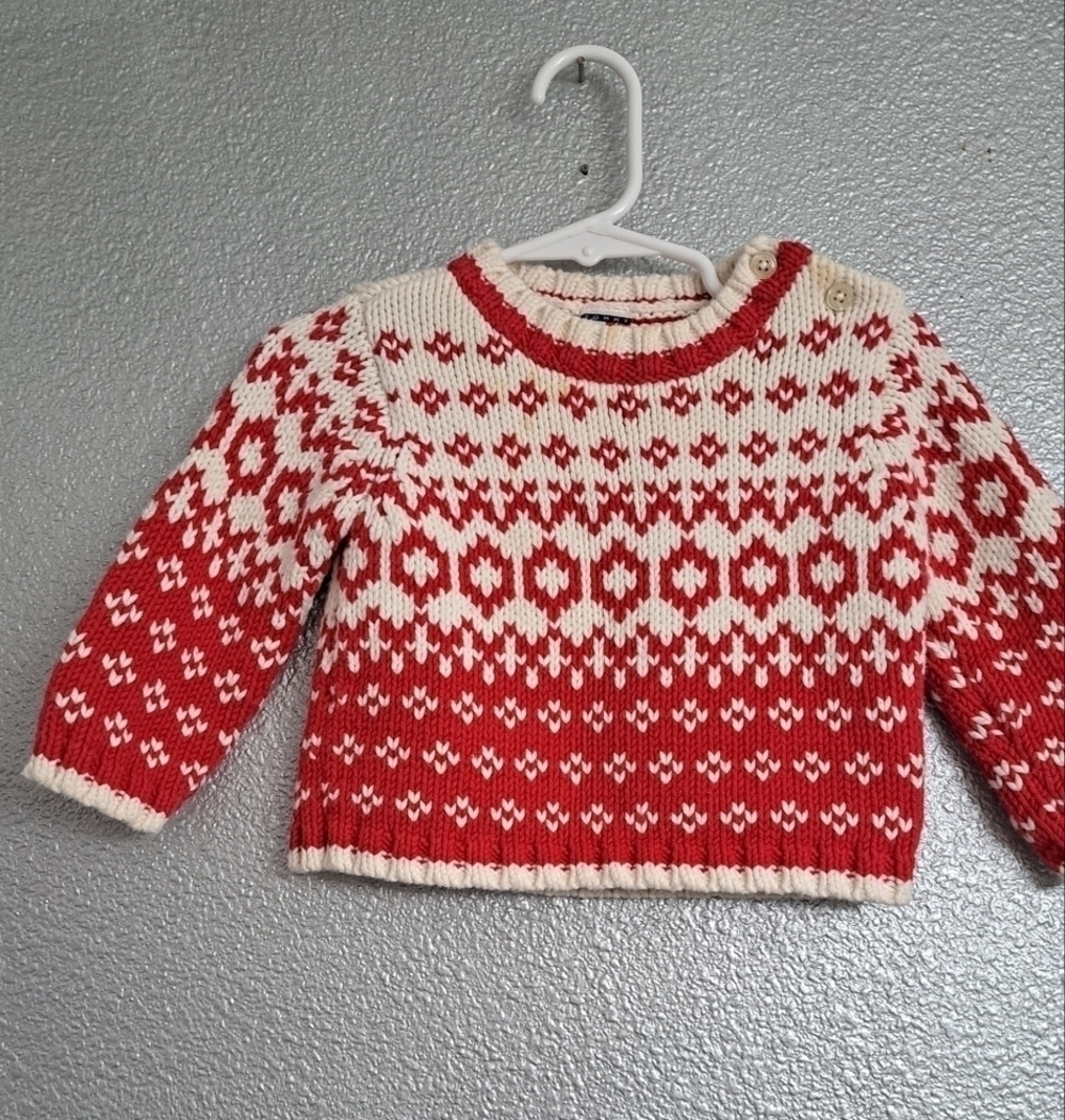 Tommy Hilfiger Babies Red & White Winter Sweater Size 6 -12 mo